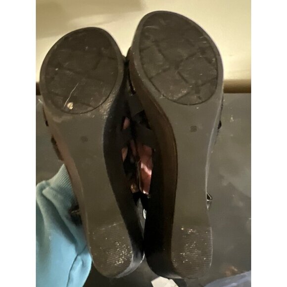 Lauren Ralph Lauren Black Strappy Wedge‎ Sandals Size 8B - Picture 6 of 7